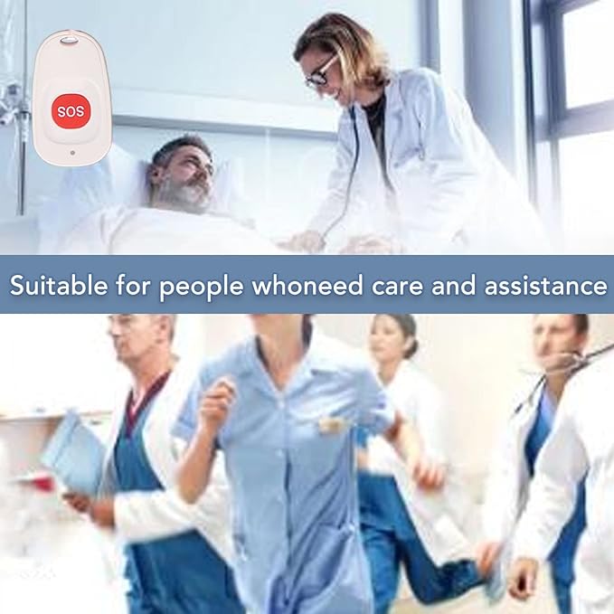 Portable Caregiver Pager System, Wireless SOS Alert Buttons with 100m Range & Multiple Alarm Modes for Elderly Patient Home Care
