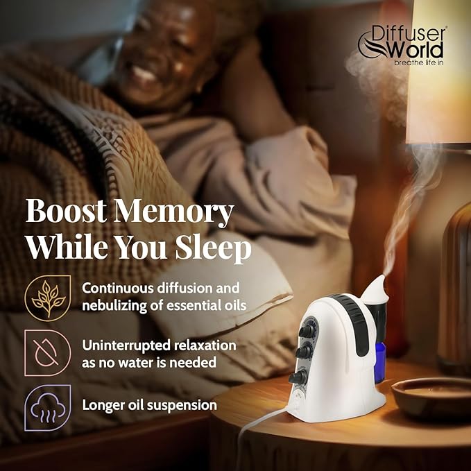 1000 Sq Ft Waterless Diffuser for Essential Oils, Made in USA Black Waterless Aroma Atomizer for Home Large Room Fragrance, Home Scent Machine, Air Aromatherapy with Adjustable Timer
