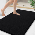 Arotive Bathroom Rugs 44x24, Extra Soft Absorbent Shaggy Chenille Bath Rugs, Machine Washable Rubber Backing Non-Slip Bath Mats for Bathroom Floor Tub and Shower, Home Decor Accessories, Black
