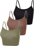 Boao 3 Pcs Crop Camisole Top Spaghetti Strap Tank Sleeveless Crop Tank Top for Women Sports