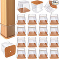 24 Pcs Chair Leg Floor Protectors for Hardwood Floors Square Silicone Covers to Protect Wood Tile Floors Felt Pads Furniture Leg Caps Anti-Scratch Reduce Noise (Fit:1-1/16" to 1-5/8")