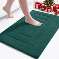 Buganda Bathroom Rugs, 24" x 16", Soft and Absorbent Microfiber Bath Rugs, Non-Slip Shaggy Shower Carpet, Machine Wash Dry Bath Mats for Bathroom Floor, Tub and Shower, Dark Green