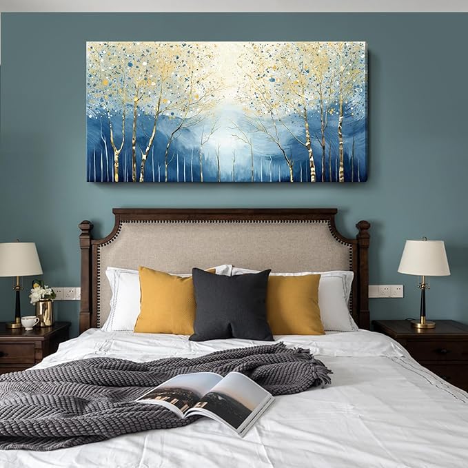 amatop Birch Tree Forest Wall Art, Oversized Modern Horizontal Abstract Canvas Wall Art for Living Room, Bedroom & Office Decor (58x29 Inch)