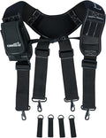 KUNN Tool Belt Suspenders Padded Construction Belt Harness with Gel Shoulder Strap Detachable Phone Holder,4 Tool Belt Loops