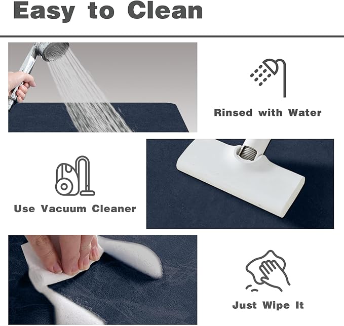 Small Bathroom Mat Quick Dry, Bathroom Rugs Non Slip Washable Thin Absorbent Bath Mat Fits Under Door 12"x12"/1'x1' Navy Blue