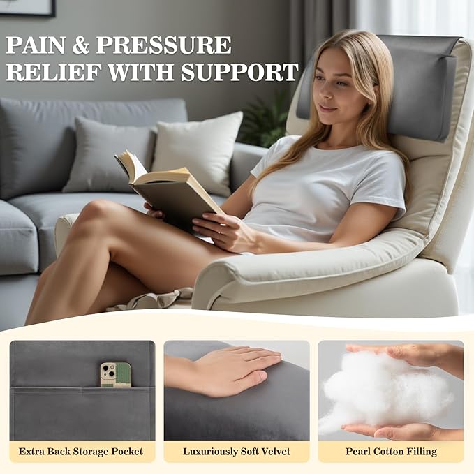 Recliner Headrest Pillow, Adjustable Neck & Head Support Pillow, Soft Velvet Non-Slip Headrest for Recliner, Couch, Chair, Sofa