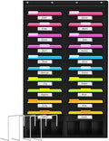 Godery Heavy Duty Storage Pocket Chart for Classroom and Office,Clear Storage Pocket Chart for Files Folder (20+6 POCKETS & NAMETAG)