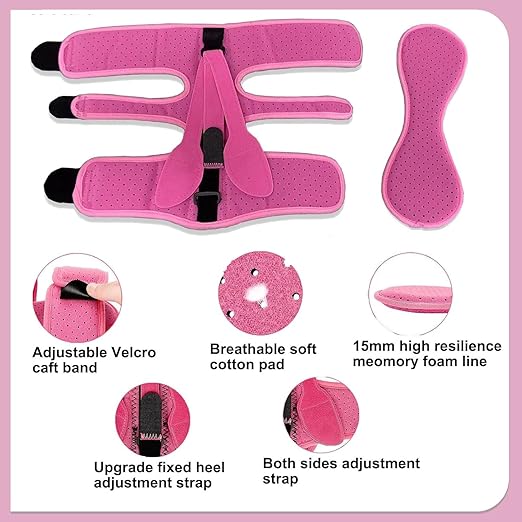 Plantar Fasciitis Night Splint-Upgrade 3 Adjustable Planter Facetious Relief Brace,Plantar Fasciitis Relief Women Men Straps,Support Relief Foot Drop Achilles Tendonitis Day Night(Pink-2PC)