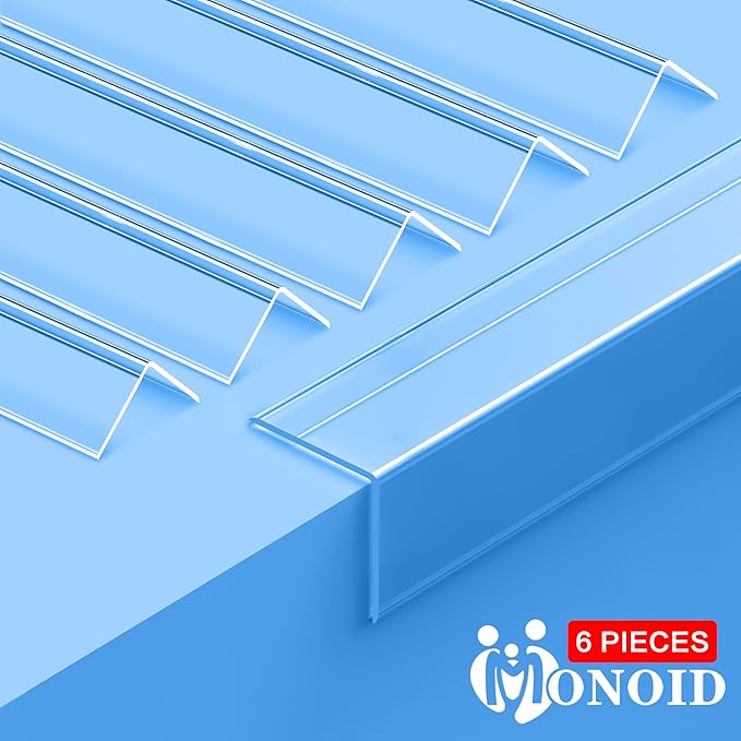 6PCS Clear Self-Adhesive Night Stand Corner Protectors，Corner Guards & Edge Protector for Wall Door Frame Cabinet Baseboard & Door, Table, Stair (16" X 1.18")