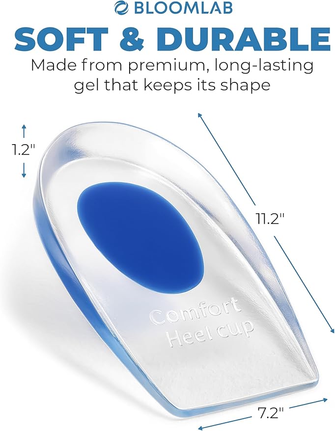 Gel Heel Pads, 2 Pack, for Achilles Tendonitis, Shoe Wedge Inserts for Plantar Fasciitis, Bone Spur, Foot Pain Relief Support, Comfort Cushion Insoles for Women/Men
