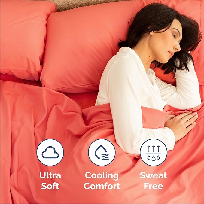 Queen 6 Piece Sheet Set - Cooling & Breathable Bed Sheets - Hotel Luxury Bed Sheets for Women, Men, Kids & Teens - Comfy Bedding w/Deep Pockets & Easy Fit - Soft & Wrinkle Free - Queen Coral Sheets