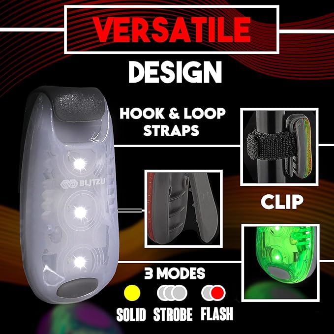 4 Pack LED Safety Light, Clip on Reflective Gear Lights for Walking at Night, Running, Jogging, High Visibility Strobe Light Accessories for Runners, Kids, Hiking, Kayak, Cycling, Camping, Boat