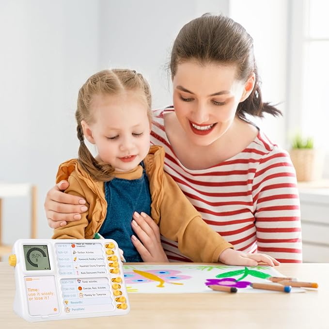 Visual Timer for Kids with Planning Board, ADHD Timer for Kids, Daily Chore Board-Checklist for Autism, Visual Schedule, Time Management, Silence Timer for Home School