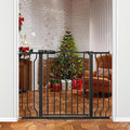 29.5-43.7" Wide Baby Gate for Stairs No Drilling, 30" Tall Metal Pet Baby Safety Gates with Expansion Kit, Press Mounted Pet Gate Indoor for Kids, Walk Through Dog Gates for Doorways, Black