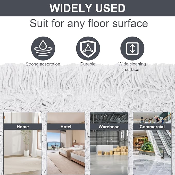 KeFanta 36" Commercial Dust Mops for Floor Cleaning,Industrial Heavy Duty Floor Duster with 2 Large Replacement Mop Head,Wet Dry Sweeper Broom for Hardwood,Tile,Concrete,Laminate,Garage Floors(Grey)