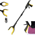 32 inch GrabRunner Folding Reacher Grabber Tool with Strong Magnetic and Swivel Head & Shoehorn (Yellow)