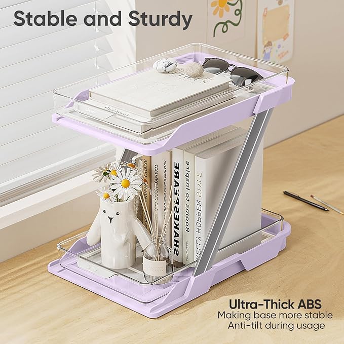 3 Pack Bathroom Organizers and Storage - Multi-Purpose,2-Tier Clear Pull Out Organization for Bathroom,Under Sink,Kitchen,Vanity,Countertop,Cabinet,Pantry & Medicine Cabinet,Pink