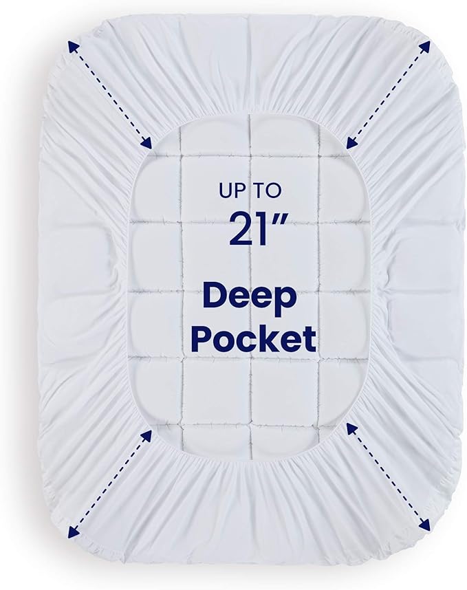 SLEEP ZONE Twin XL Cotton Mattress Pad for College Dorm, Machine Washable Mattress Protector Cover, Soft Cotton Top Cooling Mattress Topper Fits 8-21 inch Deep Pocket, Twin XL