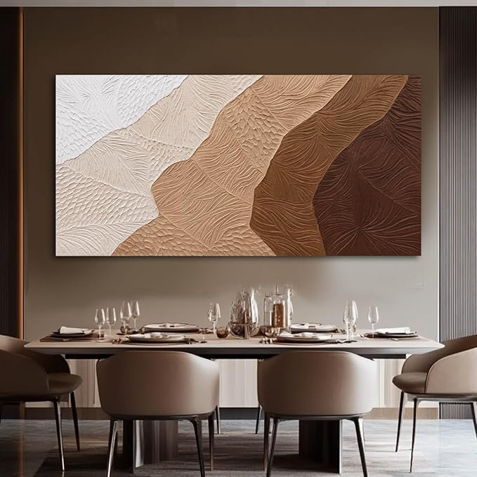 SOUGUAN White and Brown Home Wall Decor Textured Large Canvas Wall Art Contemporary Art Painting 29"x58" Artwork for Living Room Office