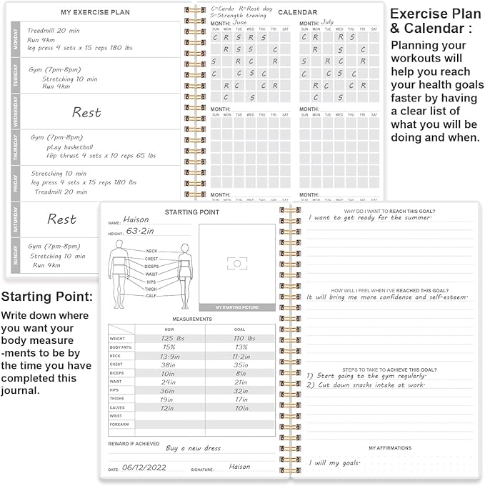 Weekly Meal Planner - A5 Weekly Meal Prep Journal with Shopping and Grocery Lists, 186 Pages Healthy Diet & Weight Loss Tracking, Undated, 52 Weeks, Lasts 1 Year, Blue Flower
