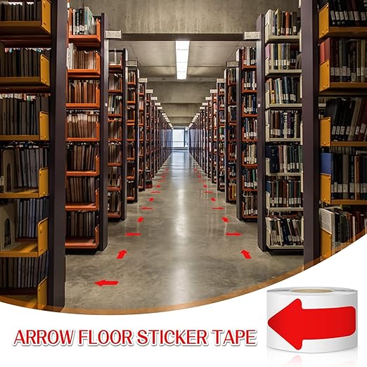 Arrow Floor Sticker Tape 3"6" - 200 PCS Marking Sticker Signs - Red