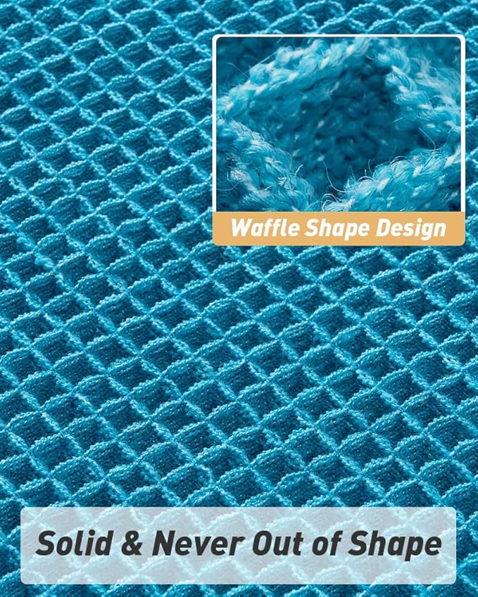 AMOAMI Upgraded Waffle Bath Mat, Super Absorbent Non Slip Bath Mats for Bathroom Floor, Machine Washable Bathroom Rugs with Tassels, Rubber Backed Bathroom Mats, Ultra Soft, 20" x 32", Teal