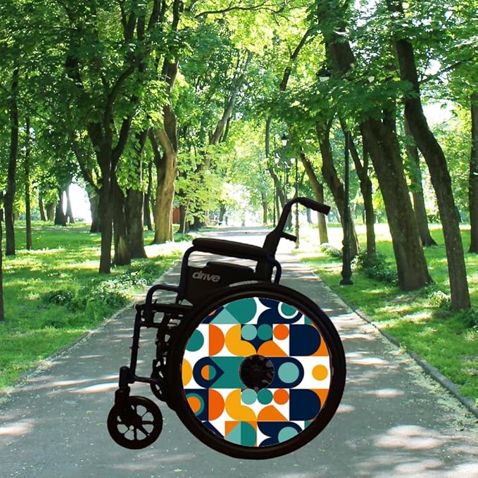 Designer Cover for Wheelchair Wheels, Enhances Aesthetics, Easy Install/Remove, Lightweight, New Matt Finish (Geometric Shapes)