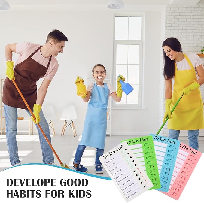 Aleric 4 Pcs Chores Chart for Kids, Daily Routine Chore Chart for Kids, Visual Schedule for Kids Chore Charts, Chore Board, RV Checklist, Sliding Planning Board to Do List ADHD Tools for Multiple Kids