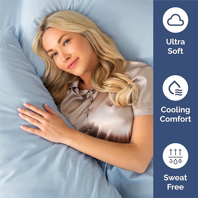 Queen 6 Piece Sheet Set - Cooling & Breathable Bed Sheets - Hotel Luxury Bed Sheets for Women, Men, Kids & Teens - Bedding with Deep Pockets & Easy Fit - Soft and Wrinkle Free - Queen Sky Blue Sheets