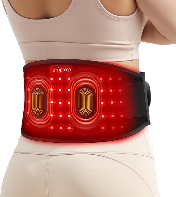 Comfytemp Red Light Therapy Massage Belt with Vibration Cordless, FSA Eligible HSA Near Infrared Lower Back Massager for Waist Belly, Gifts for Women Men Mom Dad Chritmas Birthday, 660nm & 850nm