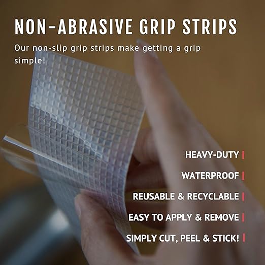 CATTONGUE GRIPS 2” Non-Abrasive Grip Tape Strips - Heavy-Duty, Waterproof Anti-Slip Tape for Furniture, Bathtubs, Frames, Gaming & More - Indoor & Outdoor Anti-Slip Solution (Black)