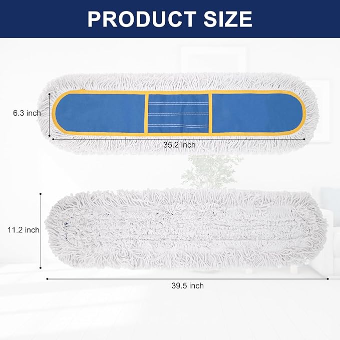 36" Commercial Dust Mop Replacement Heads,2 Pack Reusable Industrial Dust Mop Pads, Washable Cotton Dust Mop Refill for Floor Cleaning & Janitorial Supplies,Only Fits:B0D7MLVMZT,B0DZ2HZD35,B0FHHLCXZ9