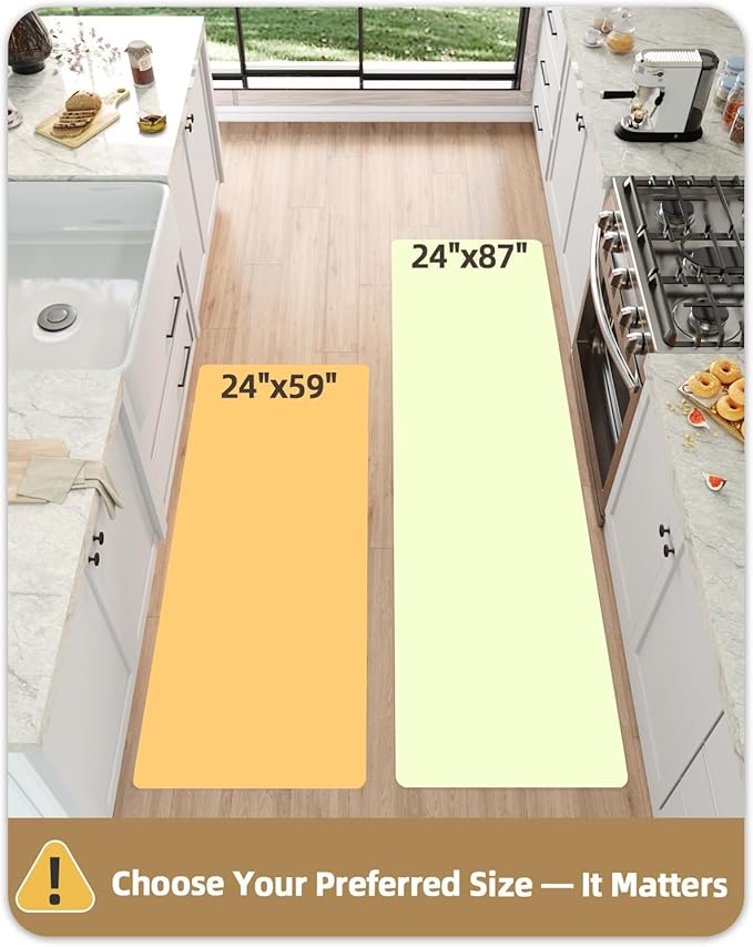Color&Geometry Anti Fatigue Kitchen Mats for Floor 24x59, Vintage Decor, Easy Clean, Waterproof & Oil Proof, 0.4" Thick Cushioned, Non-Slip Kitchen Runner Rug for Sink, Laundry, Office, Light Taupe