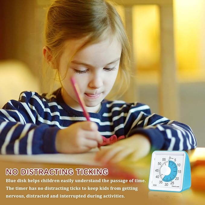 60-Minute Visual Timer for Kids, Time Management Tool Study Classroom Timer, Home Edition Silent Countdown Timer for Toddler, Teachers and Adults (Blue)