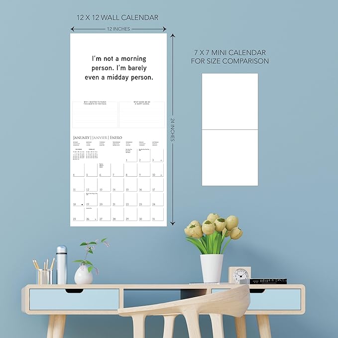 Graphique 2026 Punch Today in the Face Wall Calendar | 12” x 12” | Thick Paper | Home & Office Organizer | Large Monthly Grid | 3 Languages & Marked Holidays | 4 Month Preview Page for 2027