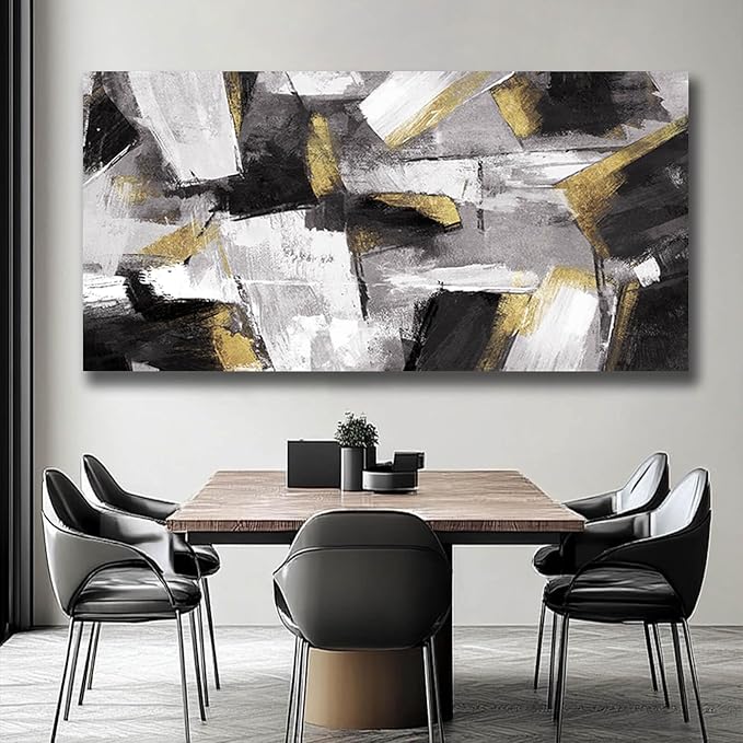 Large Wall Art Gold Wall Decor Black And White Picture Painting Artwork for Bedroom Dinning Room Framed Canvas Art Modern Home Decoration 30x60 In