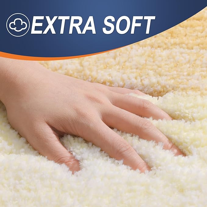 OLANLY Bathroom Rugs Mat 30x20, Extra Soft Absorbent Microfiber Bath Rugs, Rubber Backing, Quick Dry, Washable Bath Mats for Bathroom Floor, Tub and Shower, Home Decor Accessories, Light Yellow