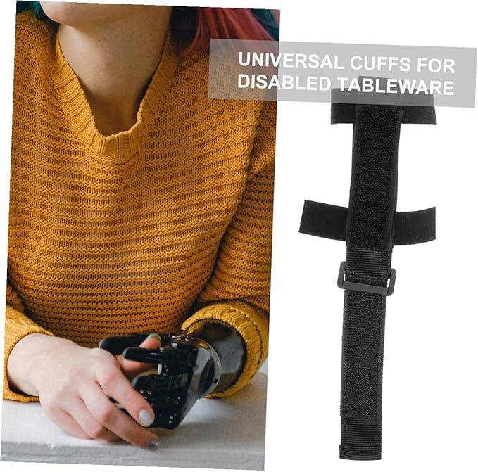 Balacoo 2pcs Slip-Resistant Cutlery Cuff Holder for Eating Assistance Lightweight Elastic Hand Strap for Elderly and Disabled Utensil Grip Aid for Stable Meal Support