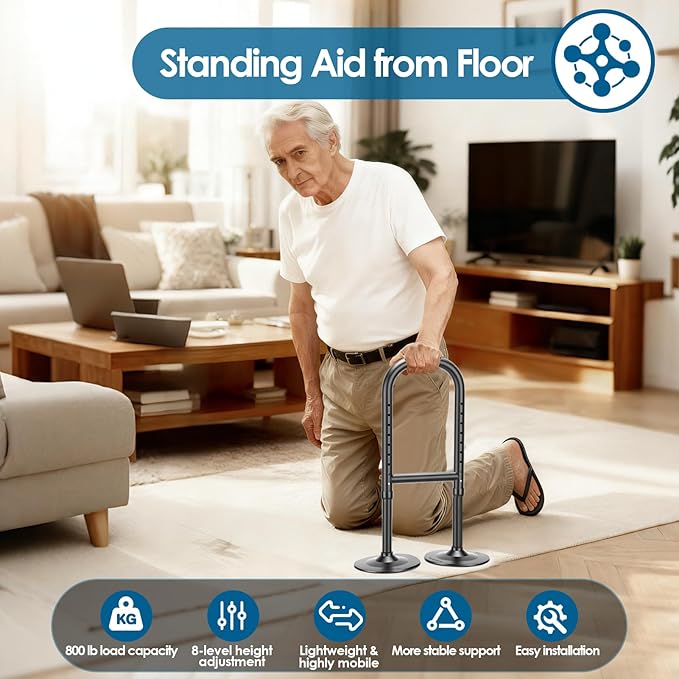 Standing Aid from Floor, 8 Height Adjustable Stand Assist Aid for Elderly, Adjustable Height Assistive Devices, Standing Aids and Supports, Portable Cane Stand Assist Aid for Elderly up to 800lb