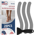28 PCS Shower Floor Non Slip Stickers with Strong Adhesive, Invisible & Durable Anti Slip Shower Stickers with Scraper for Bath Tub, Pools and Stairs(Grey,Wavy)