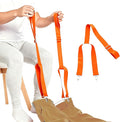 2-Pack Dressing Aid Clips for Pants – One-Hand Pants Assist Tool for Elderly, Disabled & Post-Surgery – Adjustable 26"-41" Metal Clip with Nylon Strap (Orange)