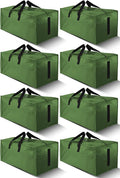 8 Pack Large Strong Moving Bags with Zippers & Carrying Handles - Water-Resistant - Heavy Duty Storage Tote for Space Saving, Fold Flat, Alternative to Moving Box (Olive Green)