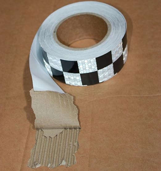 Black White Reflective Tape 2 inch X 66 feet, Outdoor Waterproof Hazard Conspicuity Warning Industrial Marking Tape