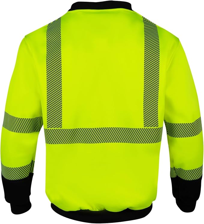 VENDACE Hi Vis Safety Sweatshirts for Men Reflective ANSI Class 3 High Visibility Construction Work Crew Sweatshirt No Hood