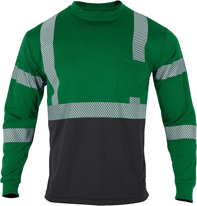 FONIRRA Safety Shirts for Men High Visibility Reflective ANSI Class 2 Hi Vis Construction Work T Shirts Long Sleeve