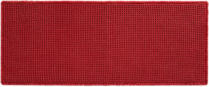 Waffle Runner Rug Bathroom, Long Boho Bathroom Rugs Non Slip Washable Super Absorbent Quick Dry Farmhouse Bath Decor, 72"x24" Burgundy