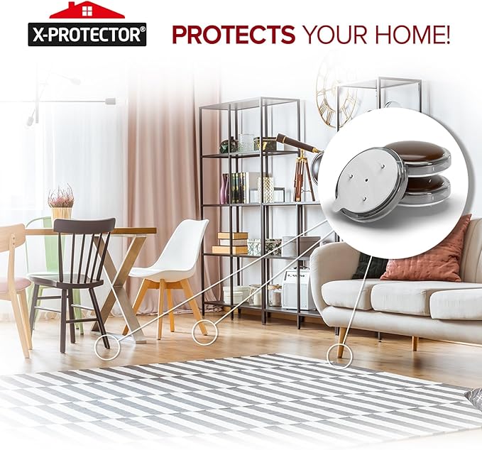 X-Protector Chair Glides - 8 PCS 1" - Premium Furniture Glides with Prongs - Brown Chair Leg Floor Protectors - Slide Objects Effortlessly with Furniture Sliders for Hardwood Floors!