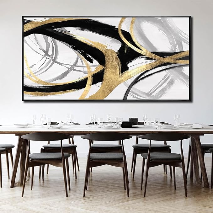 Large Canvas Wall Art Room Decor Framed Wall Art Abstract Line Paintings Home Decoration for Living Bedroom Office 30 x 60 Inch