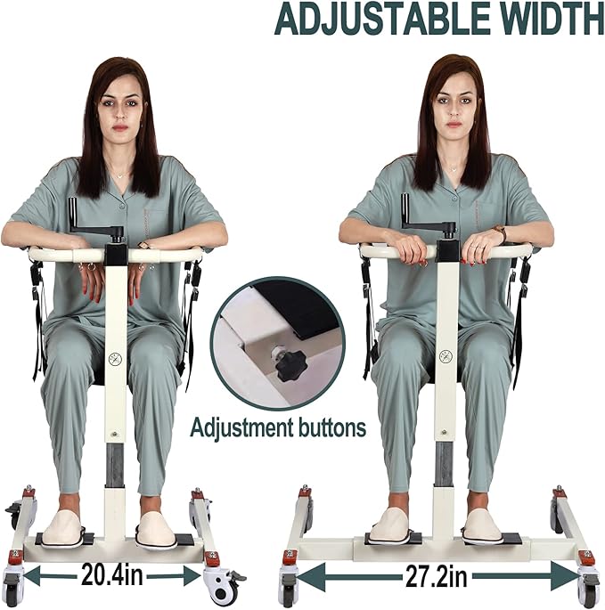 Patient Lift Transfer Chair, Patient Lift Wheelchair for Home, Wheelchair Lift for Home Portable Car Transfer Lift Chair for Disabled and Elderly Nursing, Height/Width Adjust (Basic Backrest)