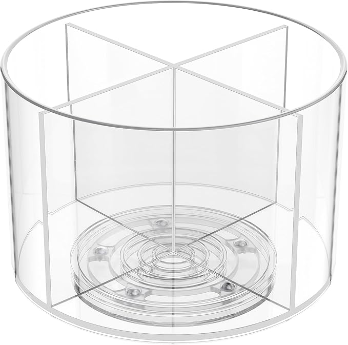 2-Pack Rotating Drink Mix Organizer, Spinning Drink Packet Holder, Clear Lazy Susan Turntable for Powdered Mixes, Divided Drink Storage Organizer